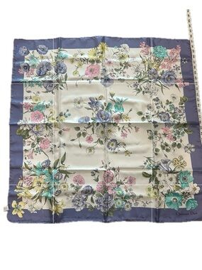 Christian Dior Floral Silk Scarf in Lavender Border